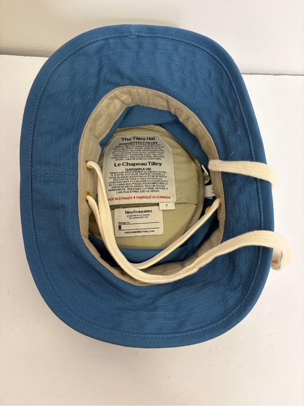 New The Tilley Hat Mens 7 Blue T1 Water Repellent Made in Canada Packable Travel - Picture 6 of 14